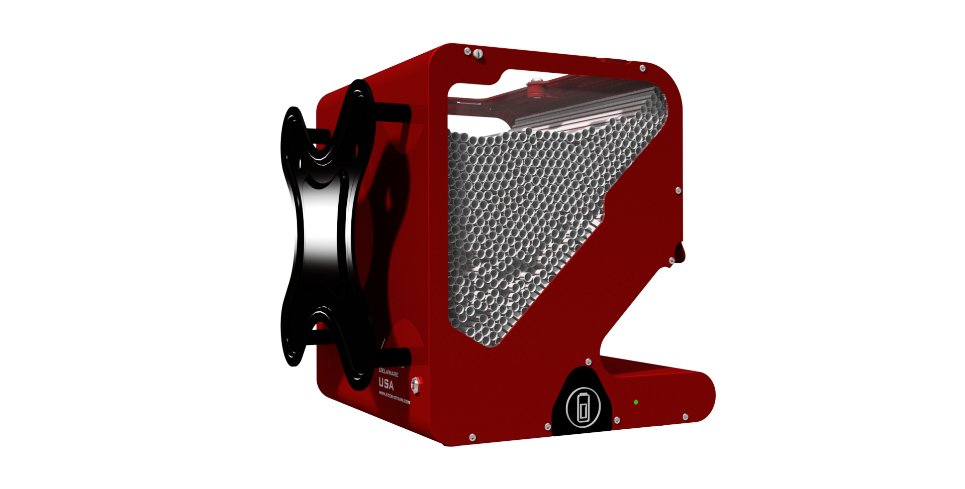 wall bracket with red machine with light